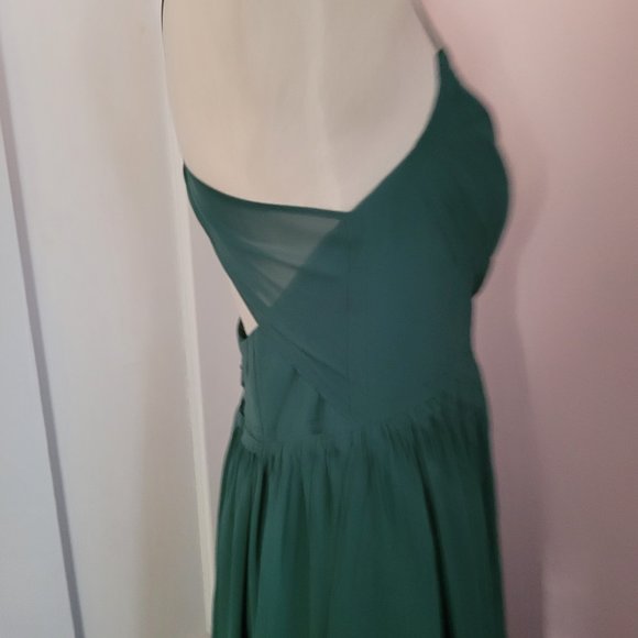 Azazie Bridesmaid Dress A-Line Pleated Eucalyptus Green Size L - Picture 8 of 12